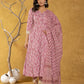 Yufta Pink Lace-Work Cotton Anarkali Kurta & Trouser Dupatta Set - Swadesiicart