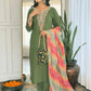 The52 Women's Gorgeous Rayon Embroidery work Straight Kurta with Pant and Dupatta Set - Swadesiicart