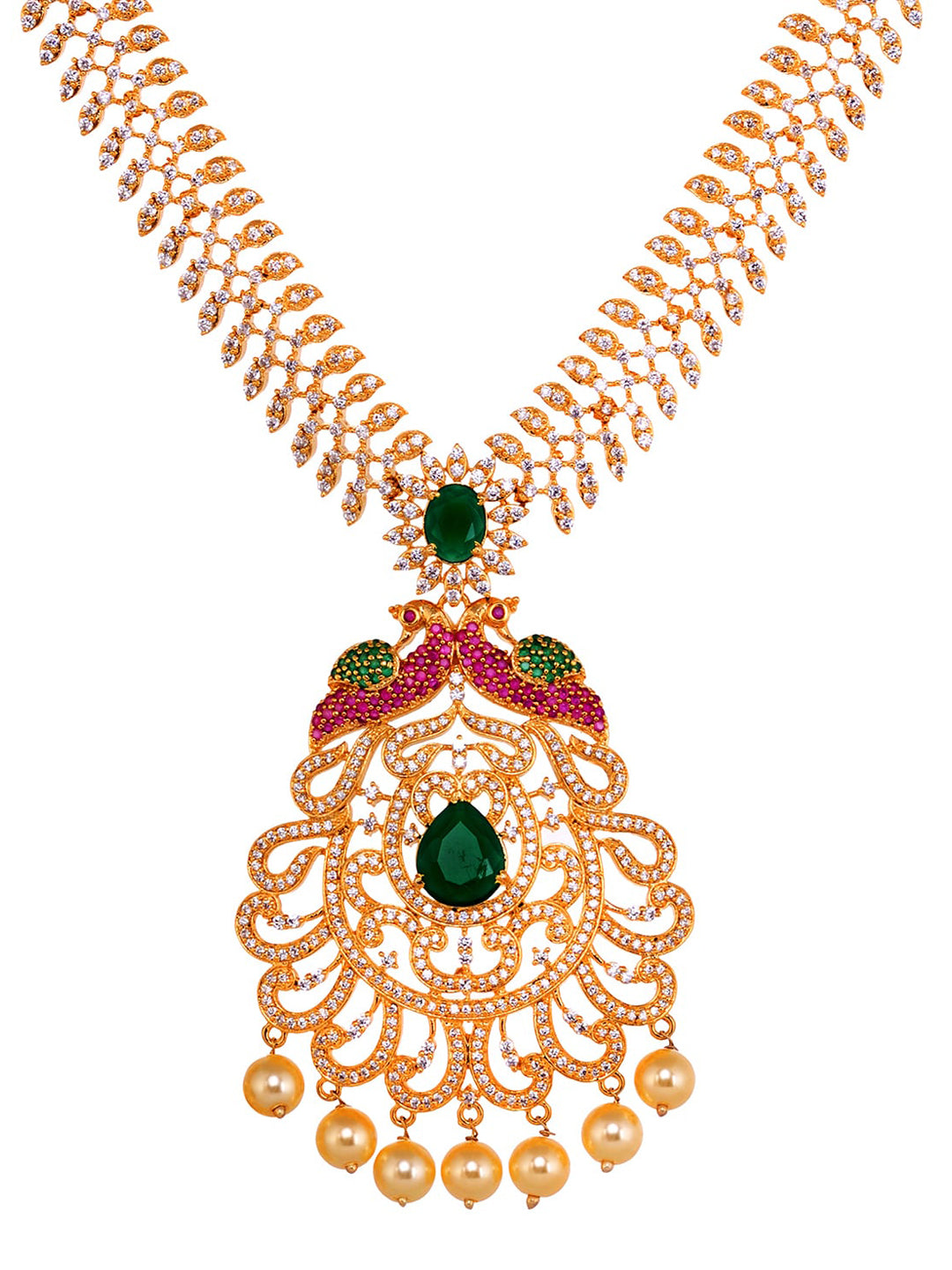 Saraf RS Jewellery Women Gold and Green Gold-Polished Jewellery Set - Swadesiicart