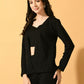 Myshka Women's Black Solid Coat With Trousers - Swadesiicart