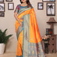 Joban Fashion Banarasi Orange Small Butti Soft Silk Saree | Swadesiicart