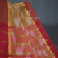 Dual Shades of Light Beige And Dark Rust Mangalagiri Ikkat Cotton Saree By Gayathri Reddy Designer Studio | Swadesiicart