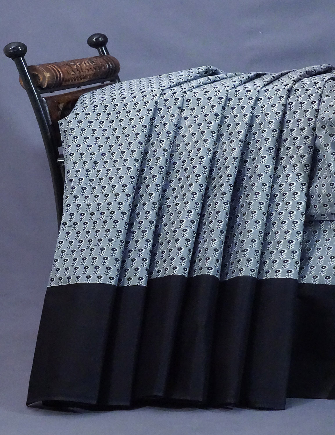 Grey Colour Floral Print Pure Mulmul Cotton Saree By Gayathri Reddy Designer Studio | Swadesiicart