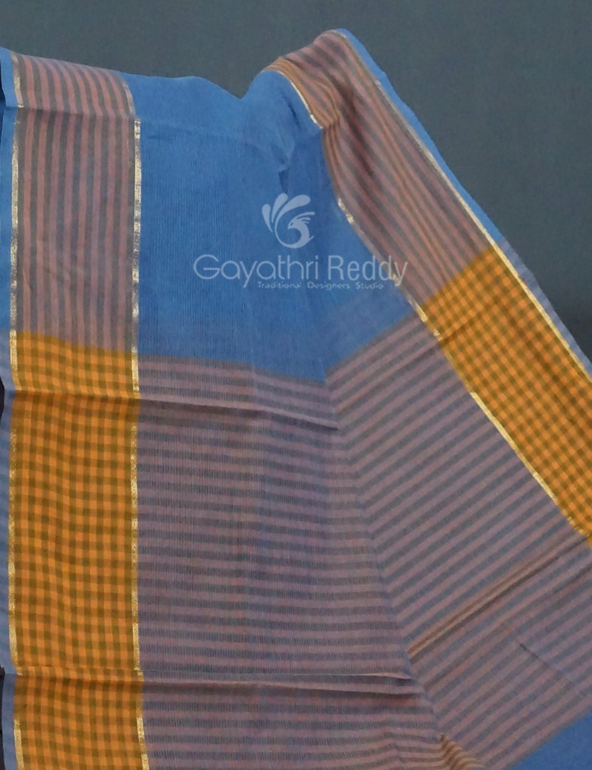 Dual Shades of Blue Pure Mangalgiri Cotton By Gayathri Reddy Designer Studio | Swadesiicart