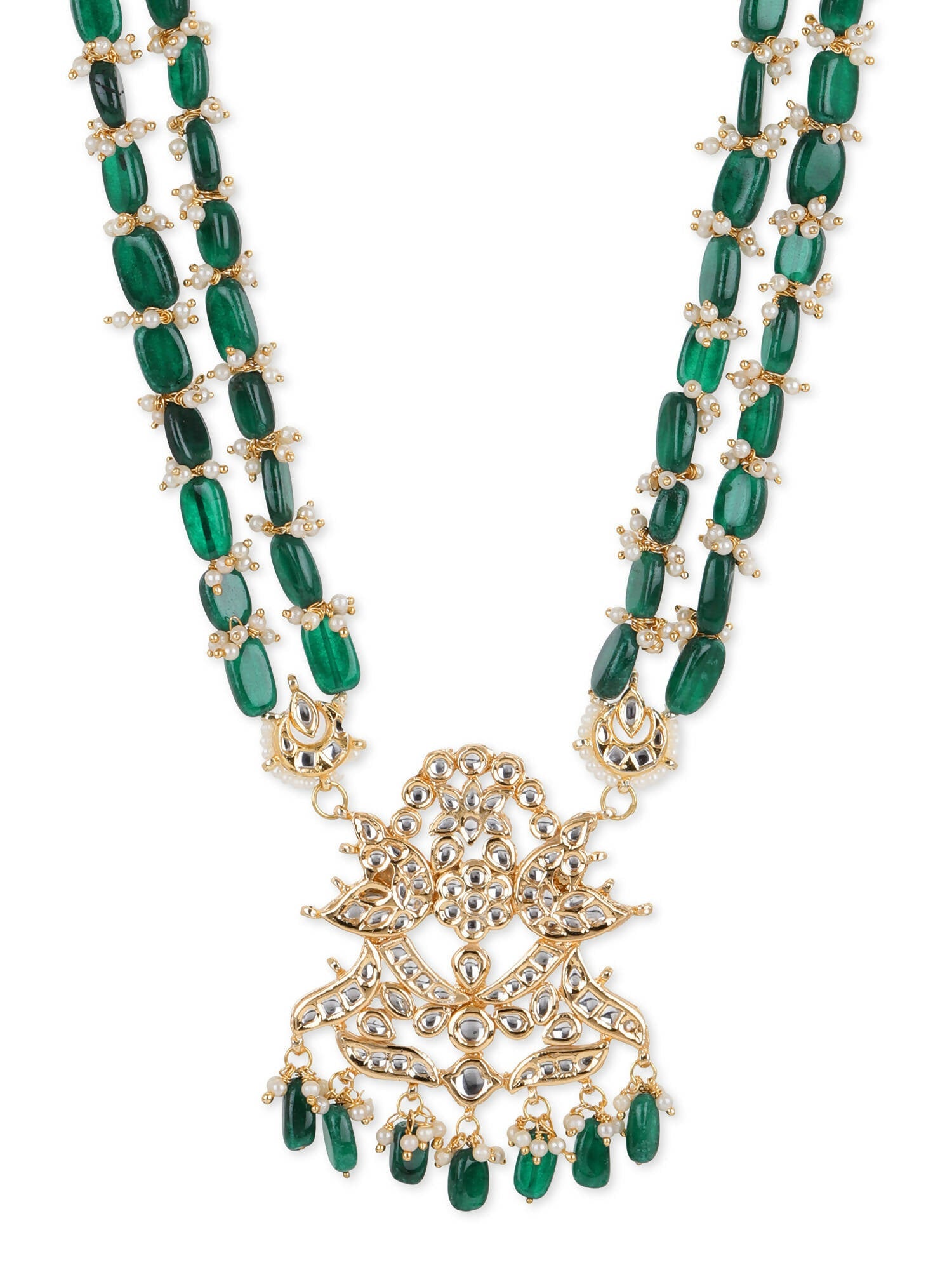 Gold-Toned Green Brass Gold-Polished Necklace - Ruby Raang | Swadesiicart