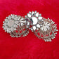 Rhodium-Plated Alloy Round Mirror Studded Jhumki Earrings - The Pari - Swadesiicart