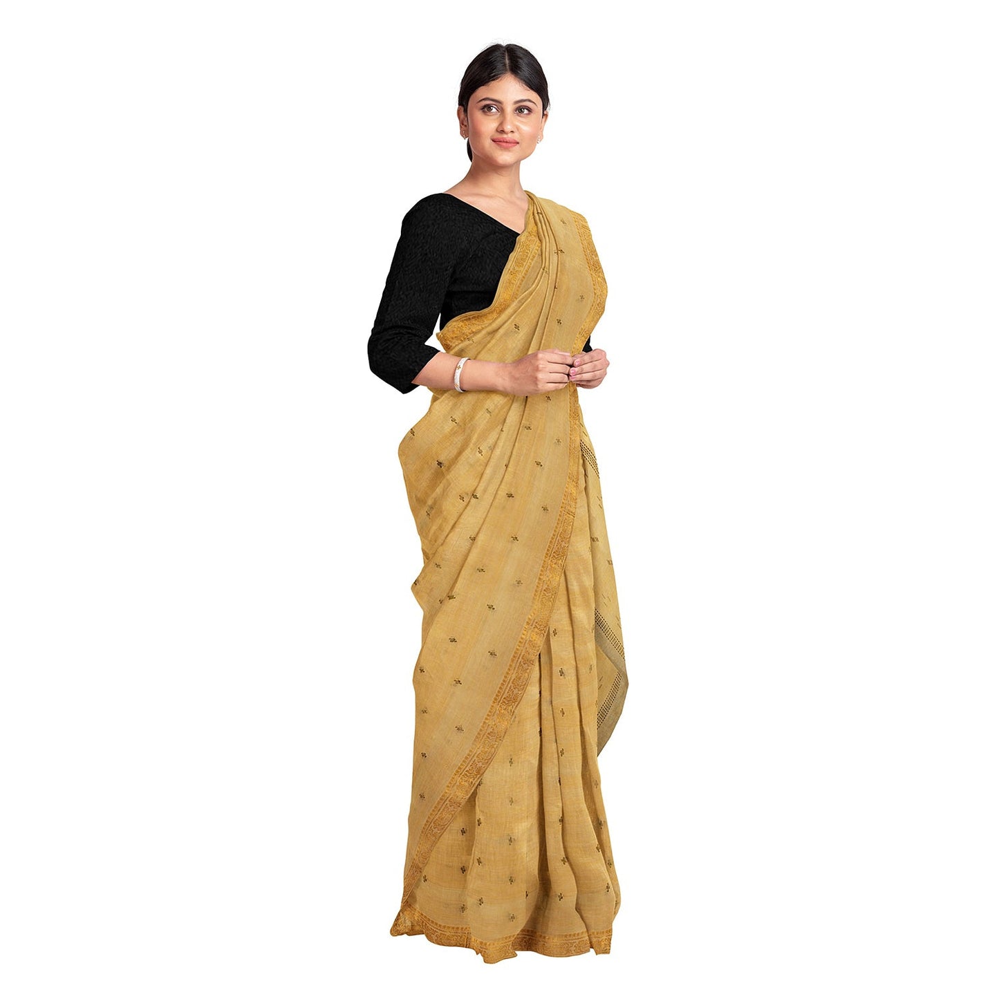 Exclusive Collection 100% Pure Cotton Brown Saree With Printed Work - Swadesiicart