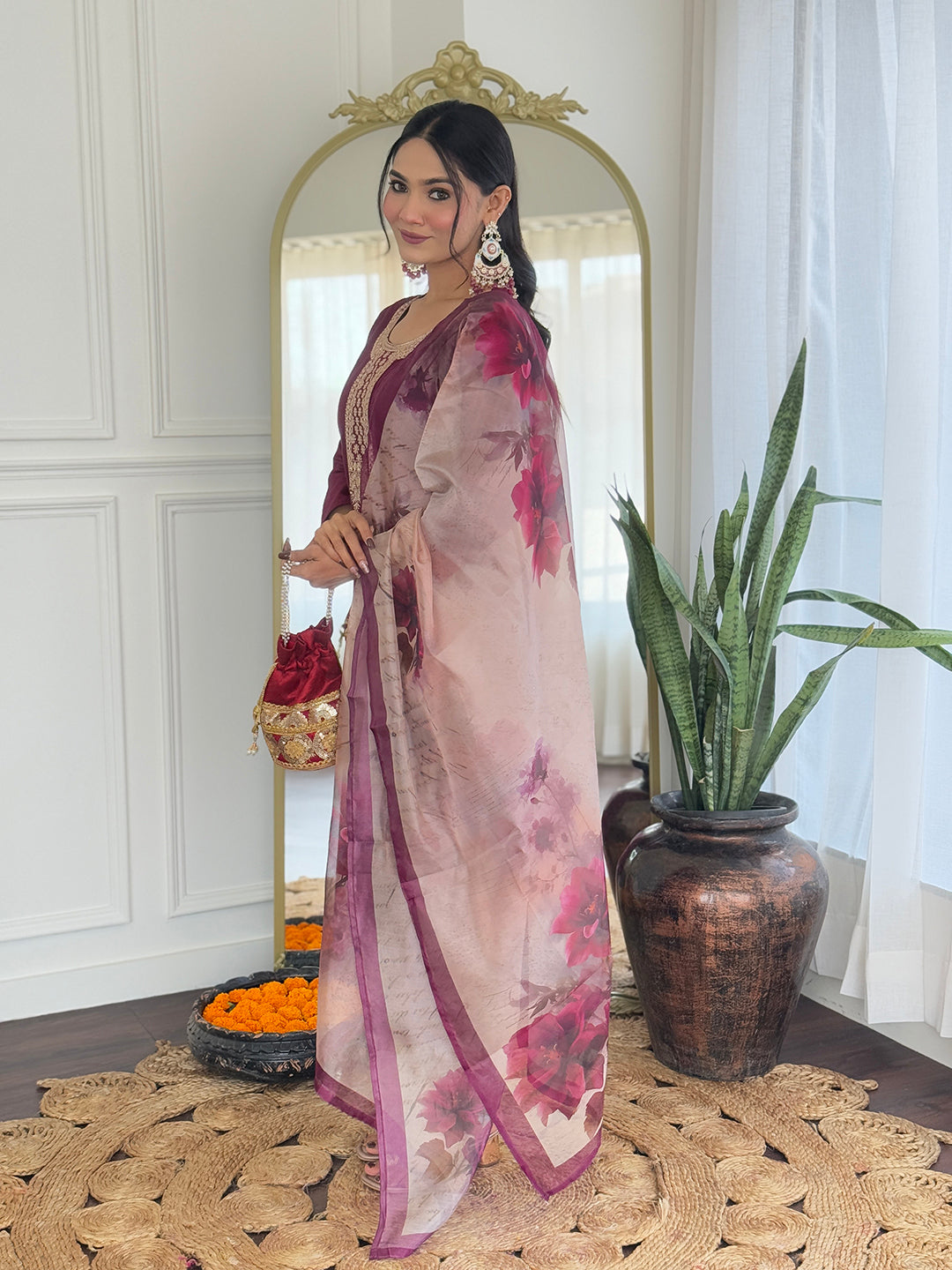 The52 Women's Gorgeous Rayon Embroidery Straight Kurta with Pant And Dupatta Set - Swadesiicart