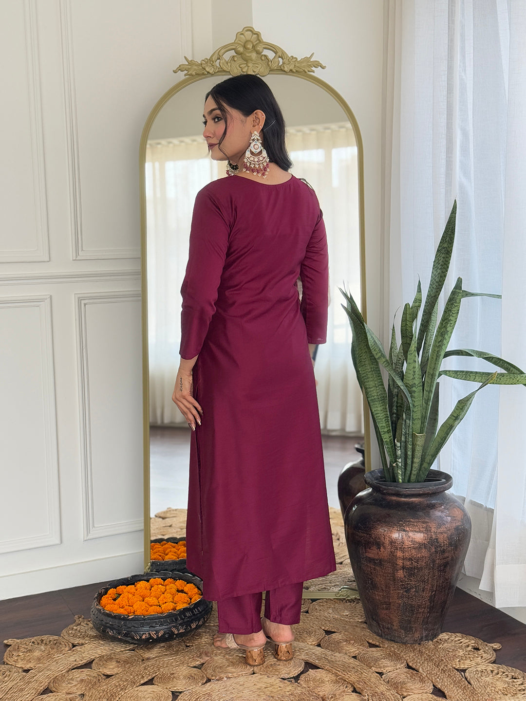 The52 Women's Gorgeous Rayon Embroidery Straight Kurta with Pant And Dupatta Set - Swadesiicart