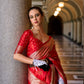 Anaita Red Silk Tissue Zari Weaving Work Saree With Blouse Piece