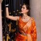 Anaita Orange Silk Tissue Zari Weaving Work Saree With Blouse Piece