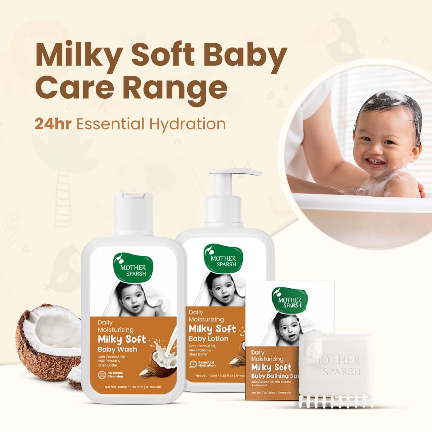 Mother Sparsh Gift Set for Babies, Combo of 5 Baby Skin Care Essentials (Sunshine Box) - Swadesiicart