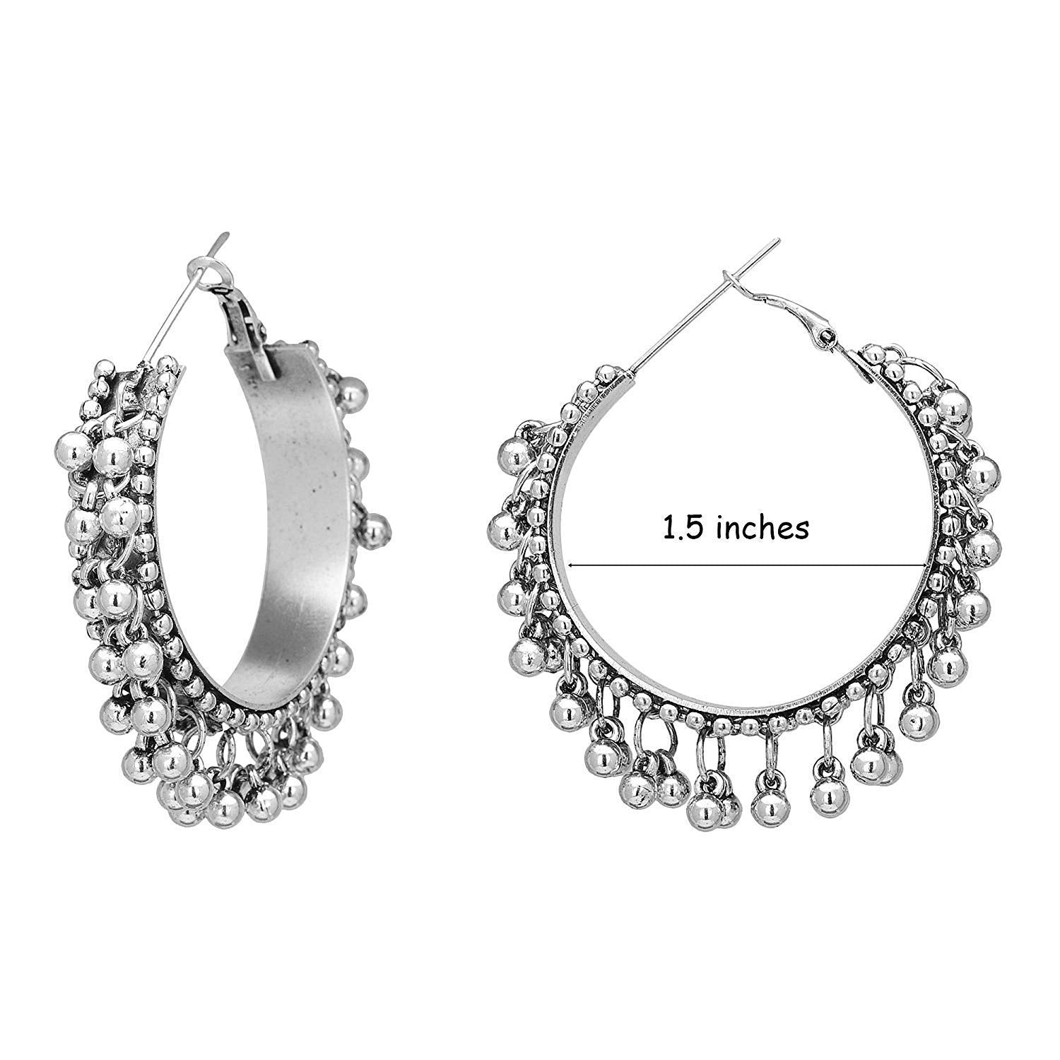 Silver-Plated Alloy Silver Hoop Earrings - The Pari - Swadesiicart