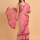 Lorenvalley Fashion Peach Faux Georgette Ruffle Saree with Fancy Sequence work & Blouse - Swadesiicart