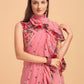 Lorenvalley Fashion Peach Faux Georgette Ruffle Saree with Fancy Sequence work & Blouse - Swadesiicart