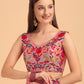 Lorenvalley Fashion Peach Faux Georgette Ruffle Saree with Fancy Sequence work & Blouse - Swadesiicart