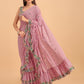 Lorenvalley Fashion Pink Faux Georgette Ruffle Saree with Fancy Sequence work & Blouse - Swadesiicart