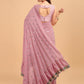 Lorenvalley Fashion Pink Faux Georgette Ruffle Saree with Fancy Sequence work & Blouse - Swadesiicart