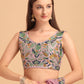 Lorenvalley Fashion Pink Faux Georgette Ruffle Saree with Fancy Sequence work & Blouse - Swadesiicart