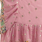 Lorenvalley Fashion Pink Faux Georgette Ruffle Saree with Fancy Sequence work & Blouse - Swadesiicart