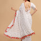 Lorenvalley Fashion White Faux Georgette Ruffle Saree with Fancy Sequence work & Blouse - Swadesiicart