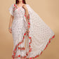 Lorenvalley Fashion White Faux Georgette Ruffle Saree with Fancy Sequence work & Blouse - Swadesiicart