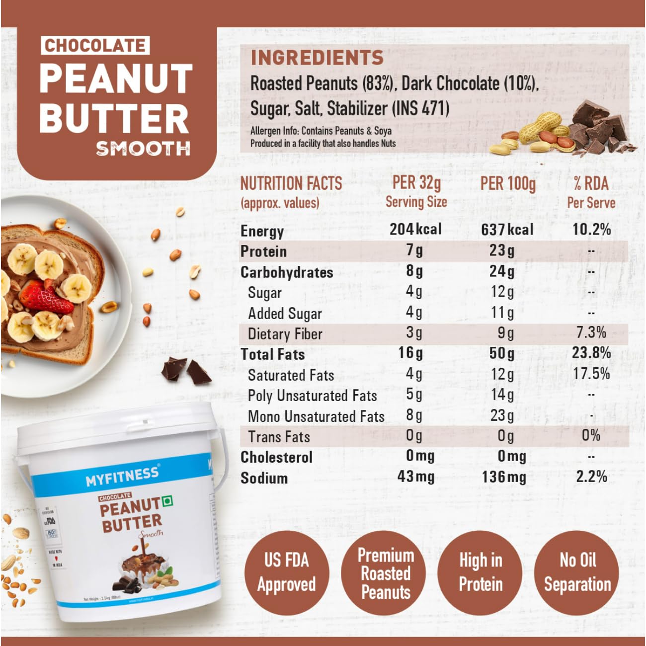 Myfitness Chocolate Peanut Butter (Crunchy) - Swadesiicart