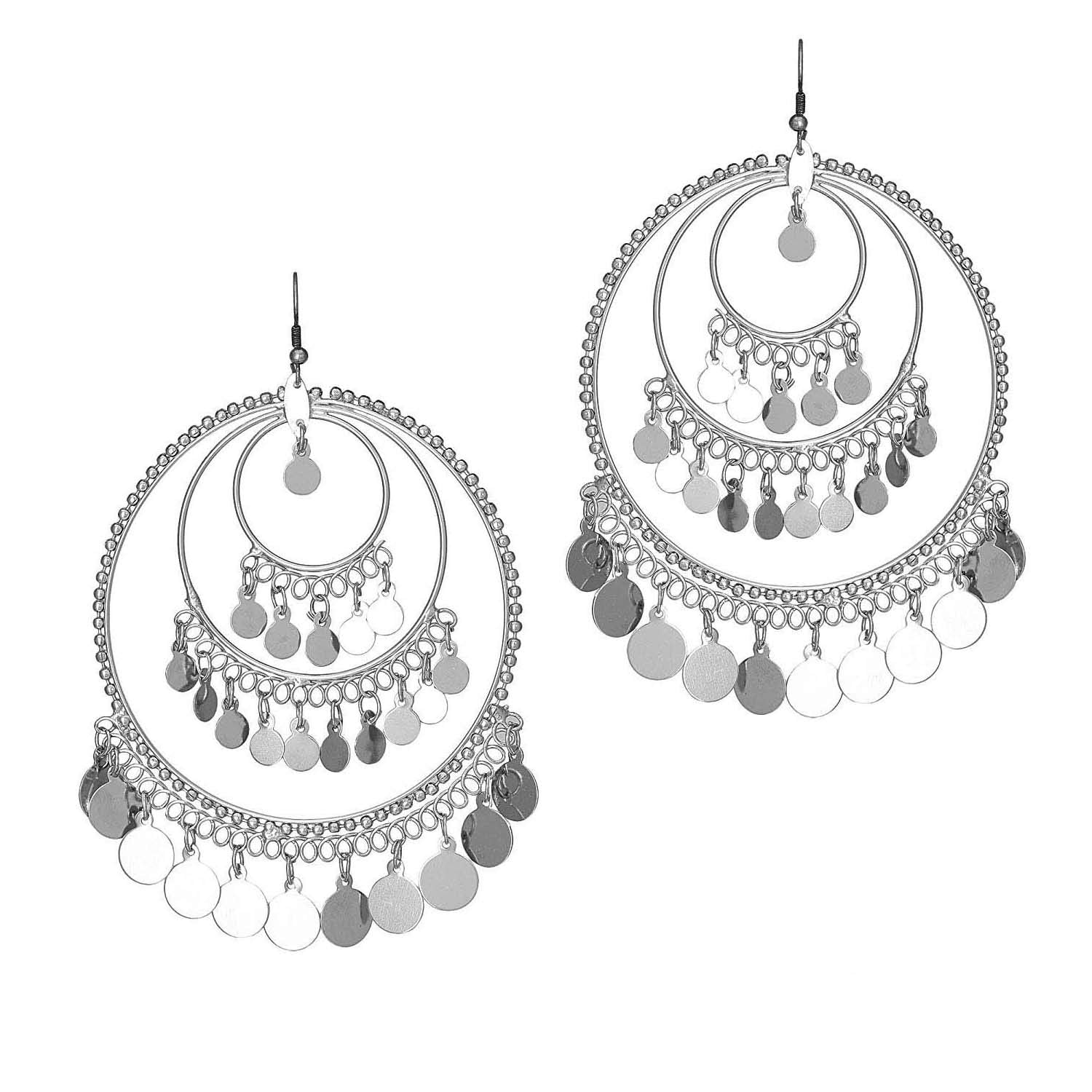 Silver-Plated Alloy Round Silver Earrings - The Pari | Swadesiicart