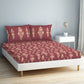 SPACES Aurum Red Ethnic Motifs Pure Cotton 140 TC Queen Bedsheet with 2 Pillow Covers - Swadesiicart