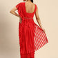 Ahalyaa Striped Net Ready To Wear Saree | Swadesiicart