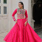 Lorenvalley Fashion Pink Roman Silk with Attractive Gota-Patti Lace Lehenga Choli | Swadesiicart
