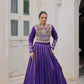 Lorenvalley Fashion Purple Roman Silk with Attractive Gota-Patti Lace Lehenga Choli | Swadesiicart