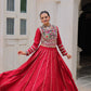 Lorenvalley Fashion Red Roman Silk with Attractive Gota-Patti Lace Lehenga Choli | Swadesiicart