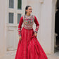 Lorenvalley Fashion Red Roman Silk with Attractive Gota-Patti Lace Lehenga Choli | Swadesiicart