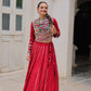 Lorenvalley Fashion Red Roman Silk with Attractive Gota-Patti Lace Lehenga Choli | Swadesiicart