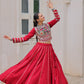 Lorenvalley Fashion Red Roman Silk with Attractive Gota-Patti Lace Lehenga Choli | Swadesiicart