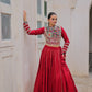 Lorenvalley Fashion Red Roman Silk with Attractive Gota-Patti Lace Lehenga Choli | Swadesiicart