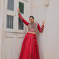 Lorenvalley Fashion Red Roman Silk with Attractive Gota-Patti Lace Lehenga Choli | Swadesiicart