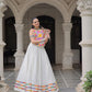 Lorenvalley Fashion White Roman Silk with Attractive Gota-Patti Lace Lehenga Choli | Swadesiicart