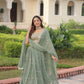Lorenvalley Fashion Pista Faux Georgette With Sequins & Zari Multi Embroidered work Lehenga Choli with Dupatta - Swadesiicart