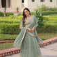 Lorenvalley Fashion Pista Faux Georgette With Sequins & Zari Multi Embroidered work Lehenga Choli with Dupatta - Swadesiicart