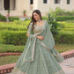 Lorenvalley Fashion Pista Faux Georgette With Sequins & Zari Multi Embroidered work Lehenga Choli with Dupatta - Swadesiicart