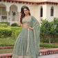 Lorenvalley Fashion Pista Faux Georgette With Sequins & Zari Multi Embroidered work Lehenga Choli with Dupatta - Swadesiicart