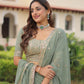 Lorenvalley Fashion Pista Faux Georgette With Sequins & Zari Multi Embroidered work Lehenga Choli with Dupatta - Swadesiicart
