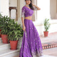 Lorenvalley Fashion Purple Vichitra Silk With Sequins & Zari Multi Embroidered work Lehenga Choli with Dupatta - Swadesiicart