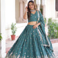 Lorenvalley Fashion Rama Vichitra Silk With Sequins & Zari Multi Embroidered work Lehenga Choli with Dupatta - Swadesiicart