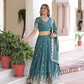 Lorenvalley Fashion Rama Vichitra Silk With Sequins & Zari Multi Embroidered work Lehenga Choli with Dupatta - Swadesiicart