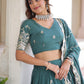 Lorenvalley Fashion Rama Vichitra Silk With Sequins & Zari Multi Embroidered work Lehenga Choli with Dupatta - Swadesiicart