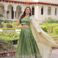 Lorenvalley Fashion Parrot Green Gold Crush with Sequins & Zari Embroidered Work Lehenga Choli with Dupatta - Swadesiicart