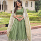 Lorenvalley Fashion Parrot Green Gold Crush with Sequins & Zari Embroidered Work Lehenga Choli with Dupatta - Swadesiicart